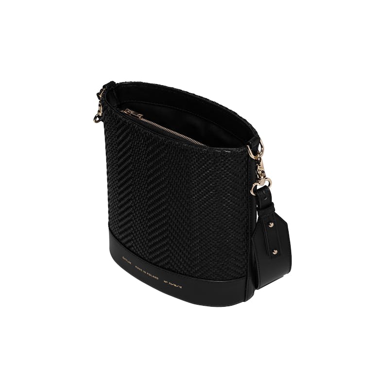 Cylinder Bag “black woven leather”