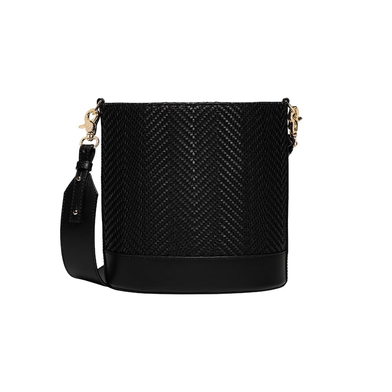 Cylinder Bag “black woven leather”