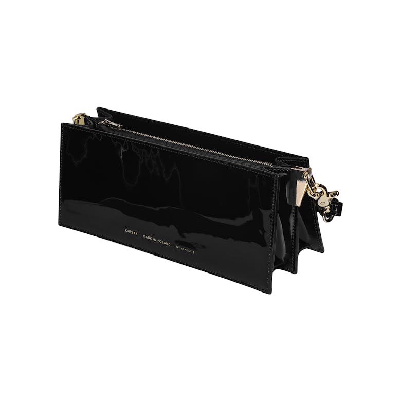 Wide Shoulder Bag “black patent leather”