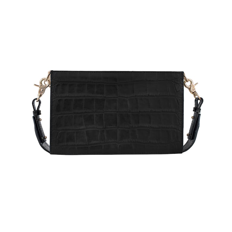 Chain Bag “glossy black crocodile”