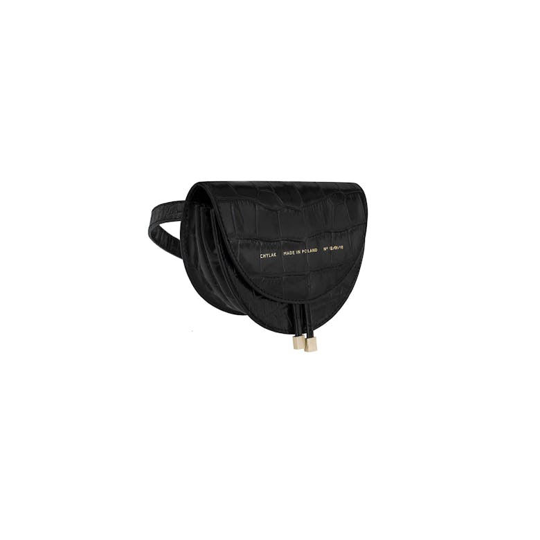Mini Saddle Bag “glossy black crocodile”
