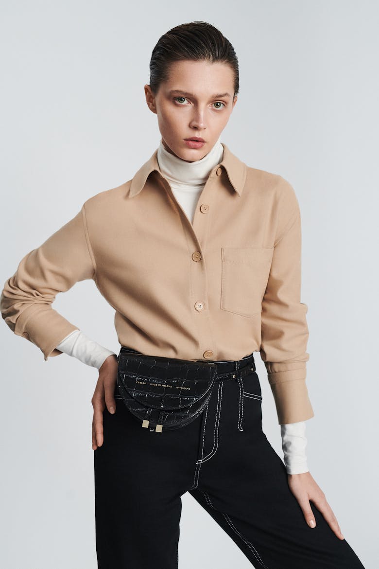 Mini Saddle Bag “glossy black crocodile”