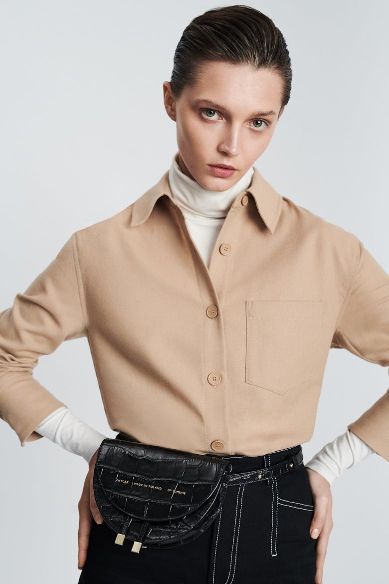 Mini Saddle Bag “glossy black crocodile”