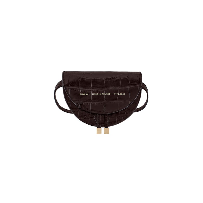 Mini Saddle Bag “glossy brown crocodile”