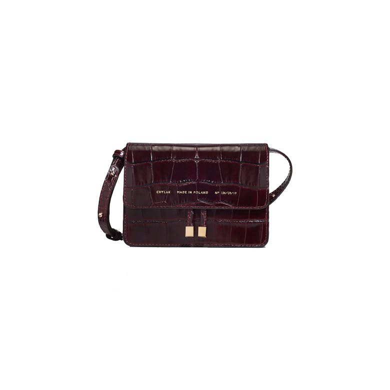 Mini Belt Bag “glossy burgundy crocodile”