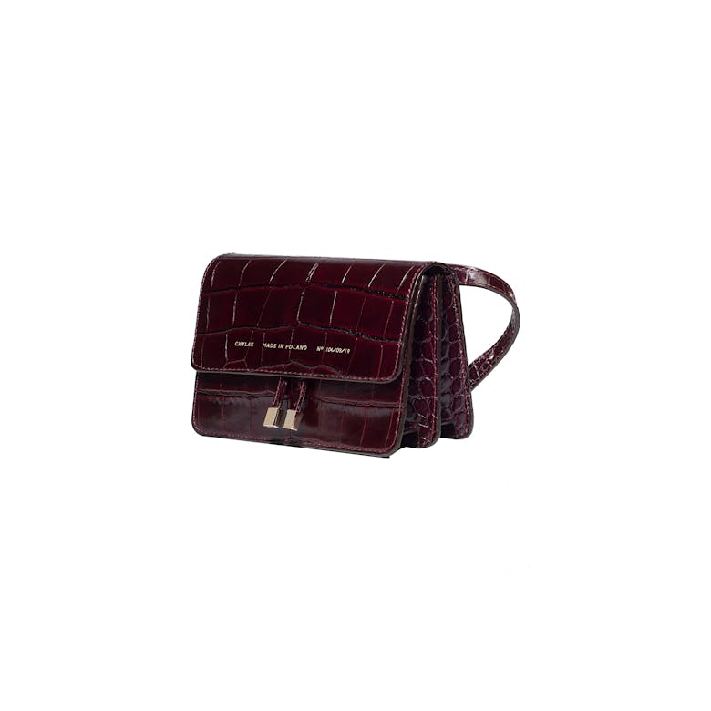 Mini Belt Bag “glossy burgundy crocodile”
