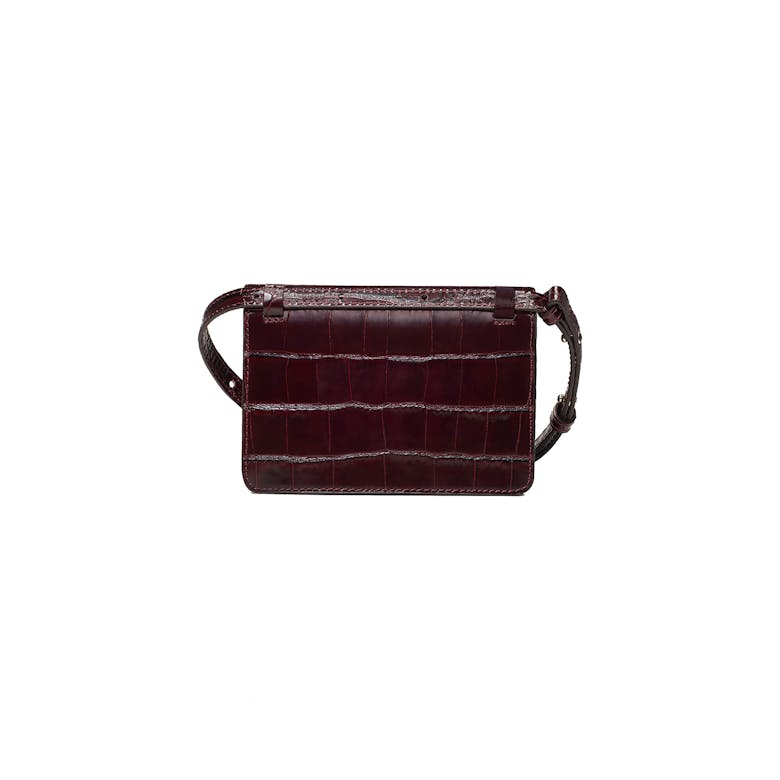 Mini Belt Bag “glossy burgundy crocodile”