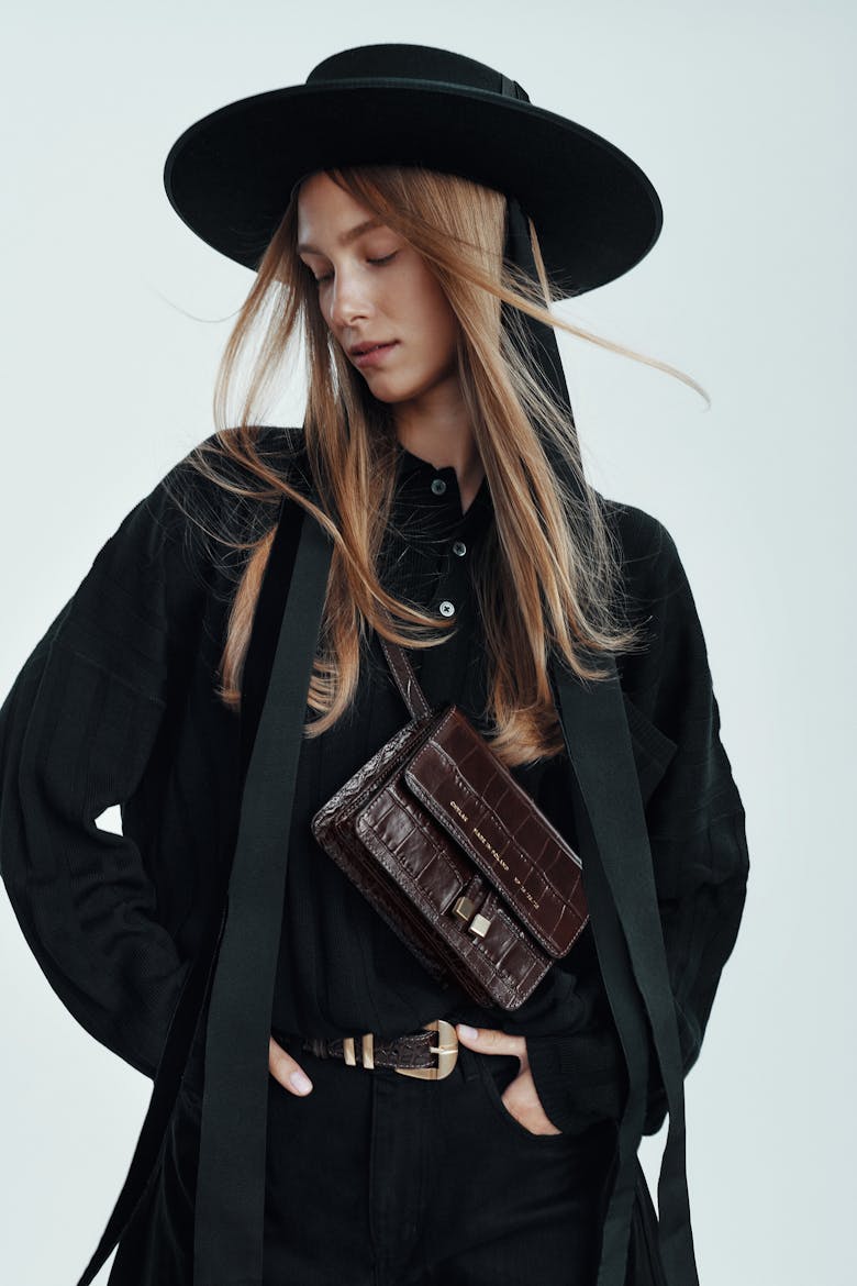 “Vintage” Belt “glossy brown crocodile”