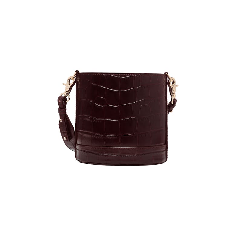 Mini Cylinder Bag “glossy burgundy crocodile”