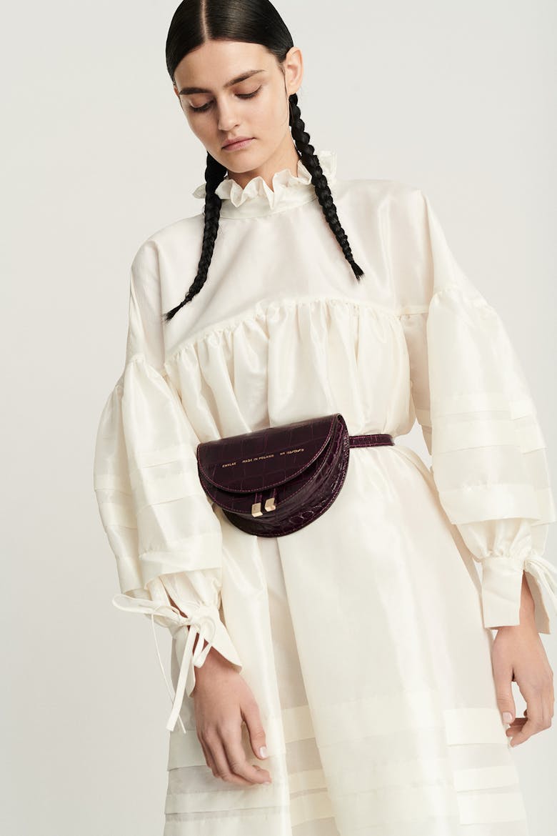 Mini Saddle Bag “glossy burgundy crocodile”