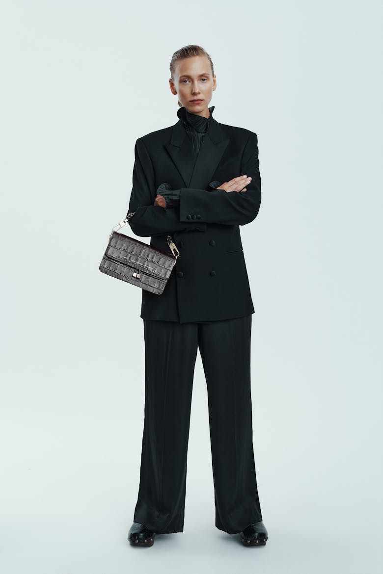 Mini Strap “glossy brown crocodile” 