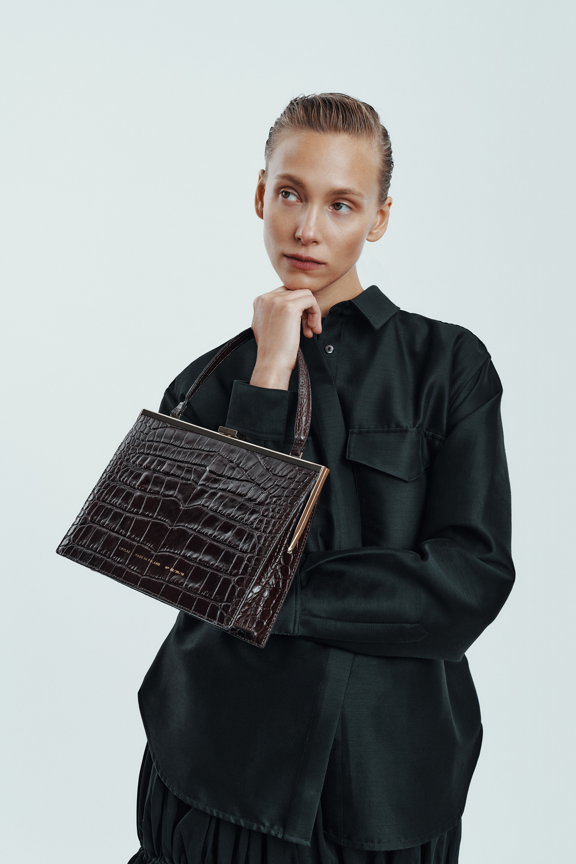 brown crocodile bag