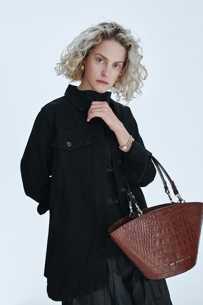 Big Basket Bag “glossy caramel crocodile”