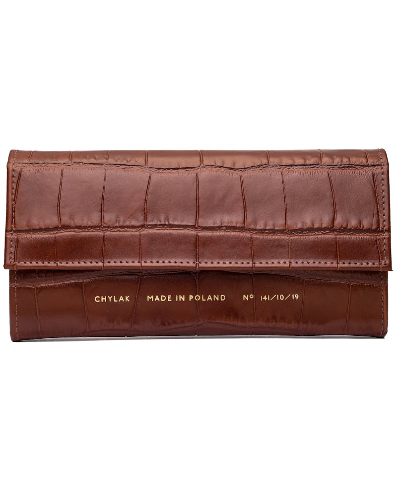 Flap Wallet “glossy caramel crocodile”  #1