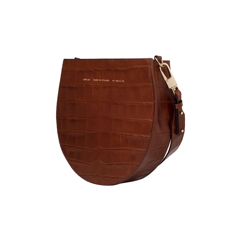 Horseshoe Bag “glossy caramel crocodile”