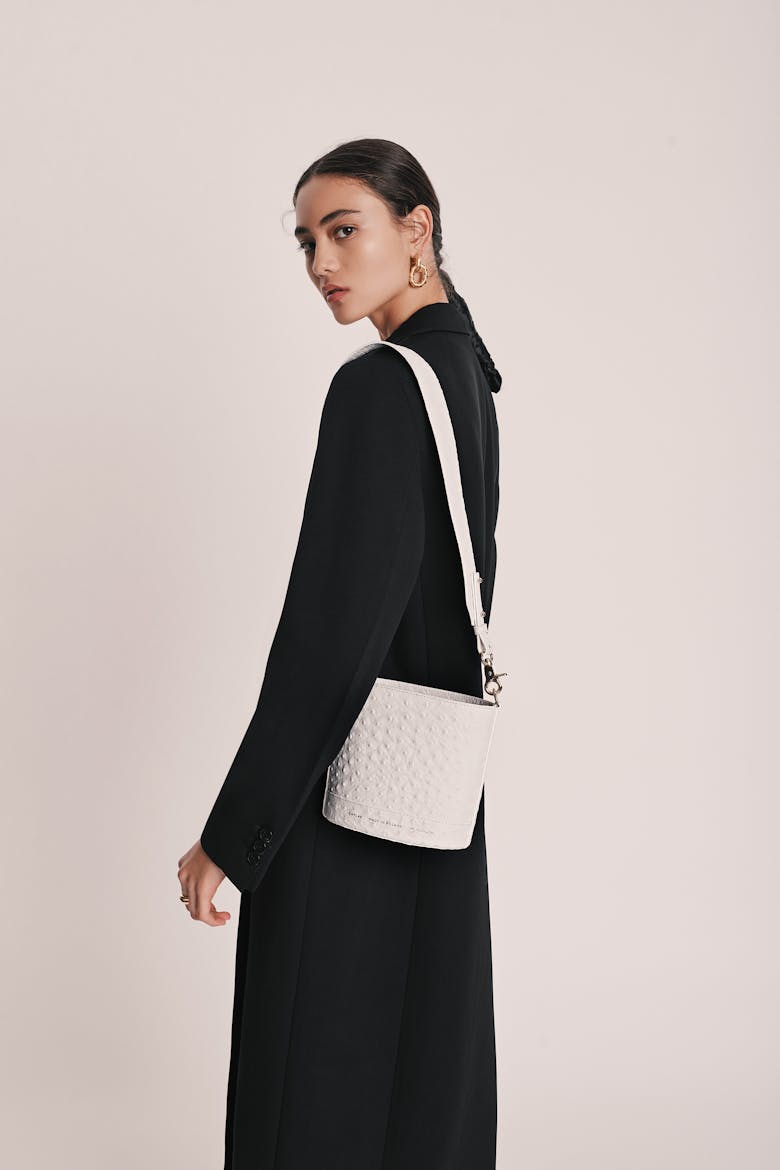 Mini Cylinder Bag “white ostrich”