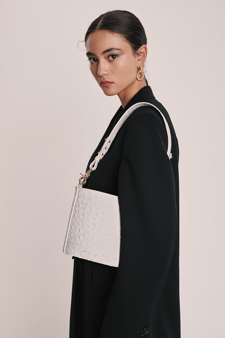 Mini Cylinder Bag “white ostrich”