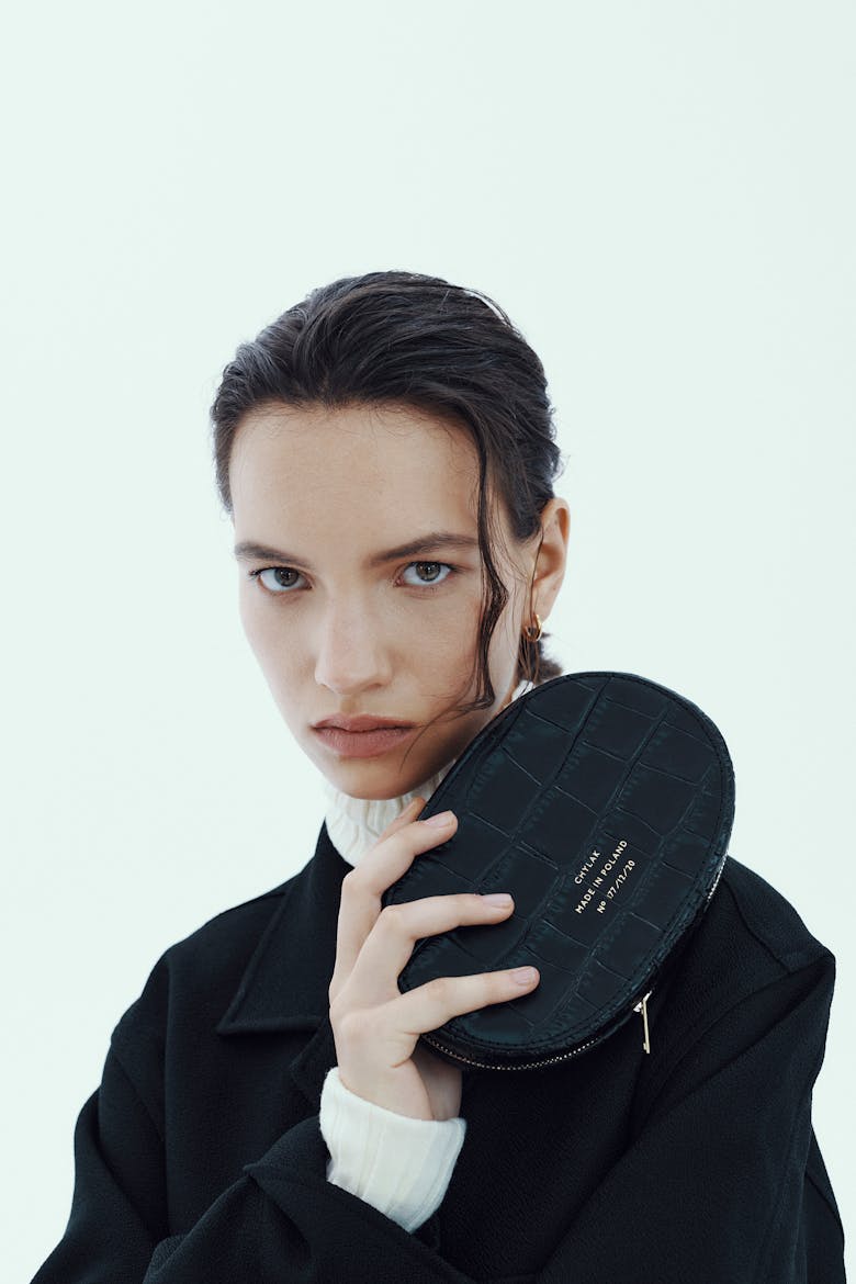 Ellipse Bag “glossy black crocodile”