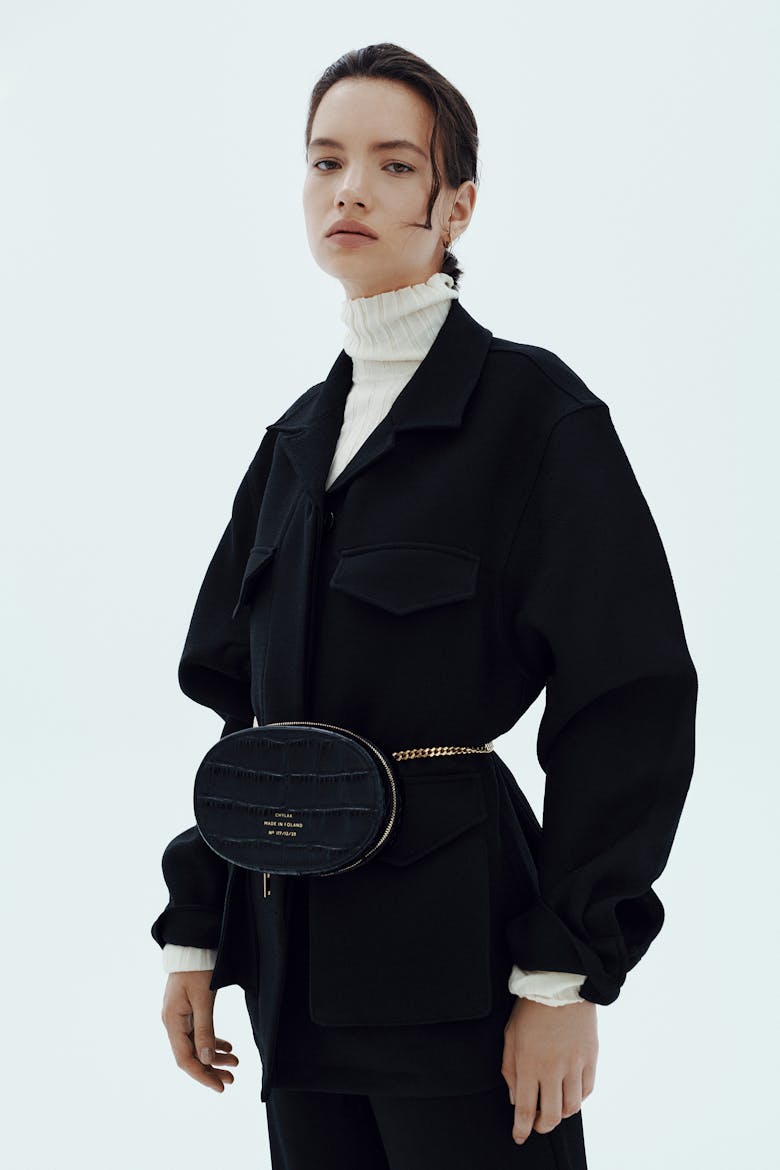 Ellipse Bag “glossy black crocodile”