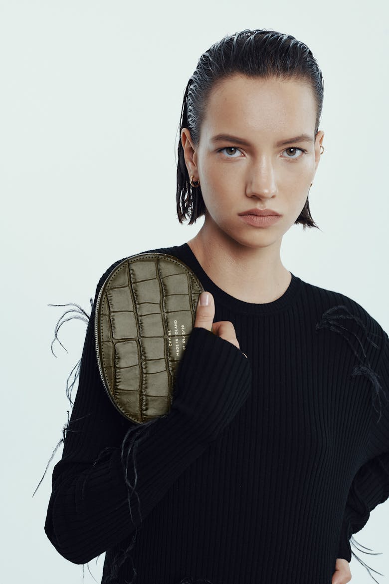 Ellipse Clutch “olive crocodile”