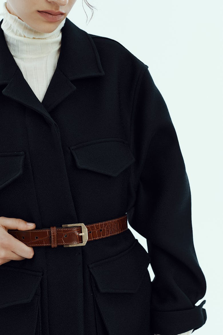 Retro Belt “glossy caramel crocodile” 