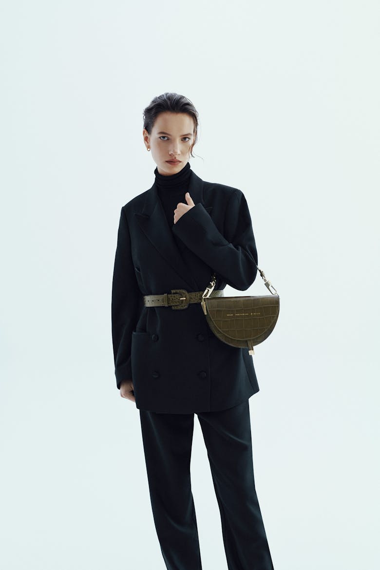 Torebka Półksiężyc „oliwkowy krokodyl”