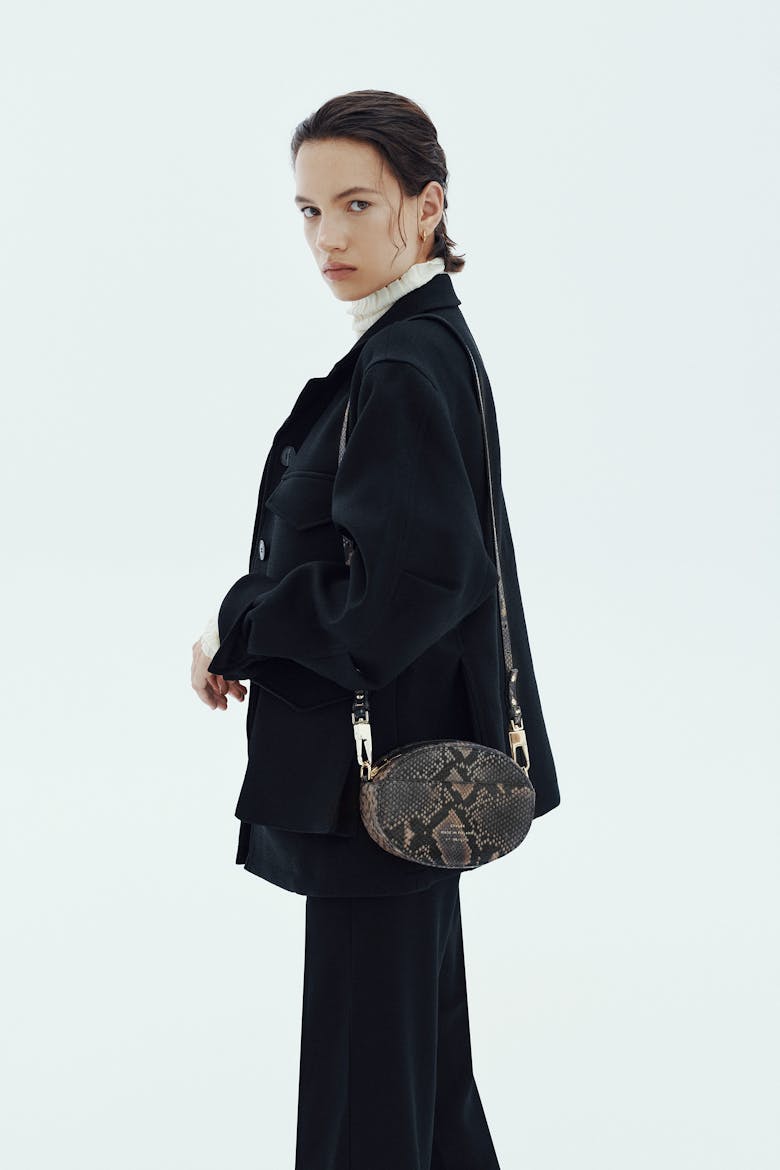 Ellipse Shoulder Bag “brown python”