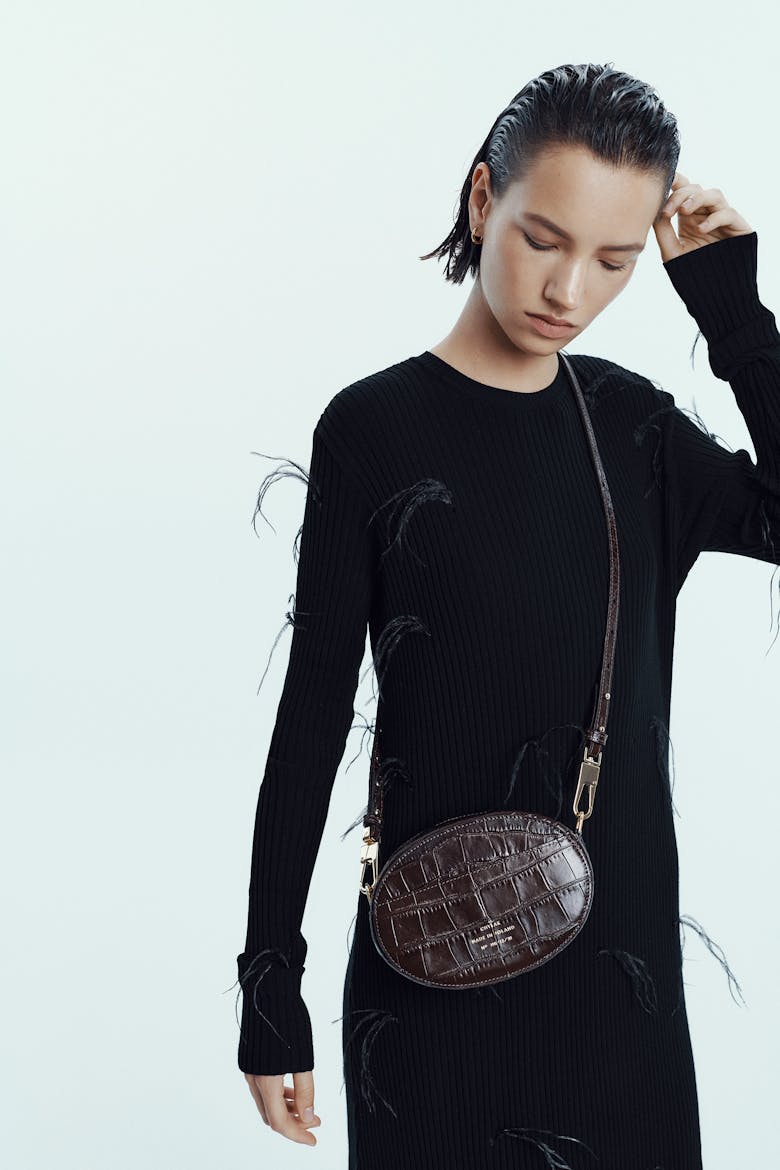 Ellipse Shoulder Bag “glossy brown crocodile”