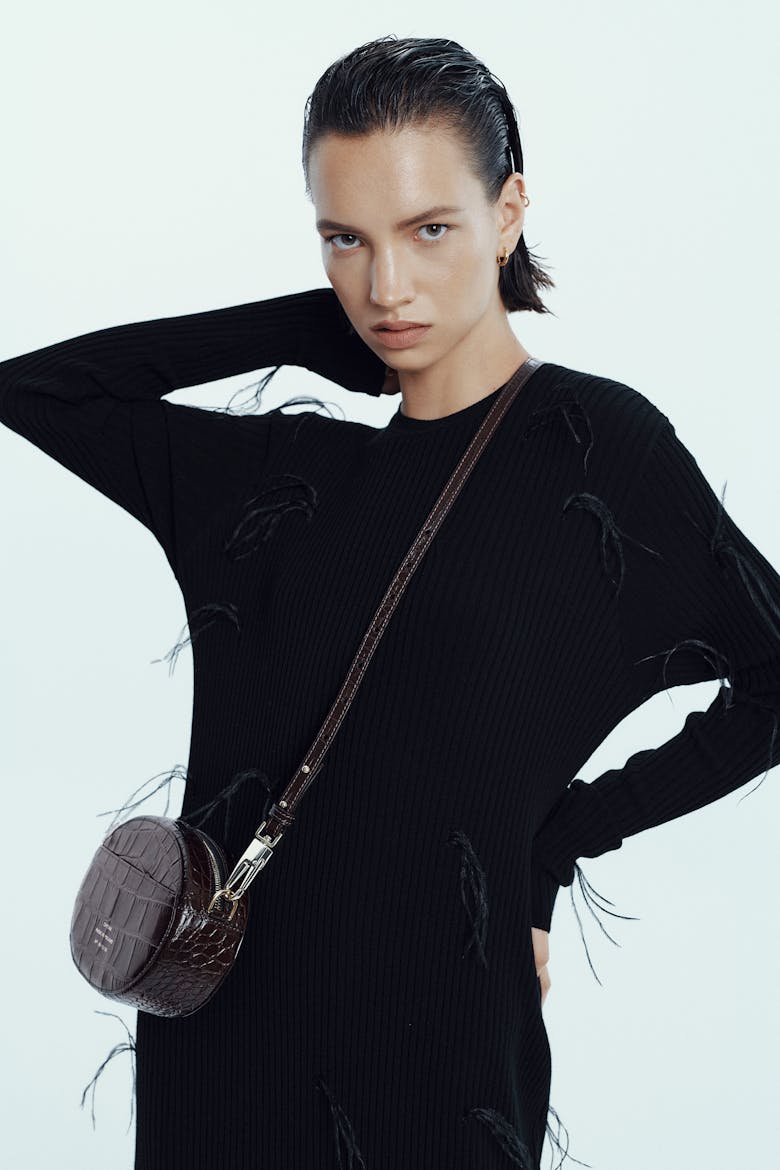 Ellipse Shoulder Bag “glossy brown crocodile”