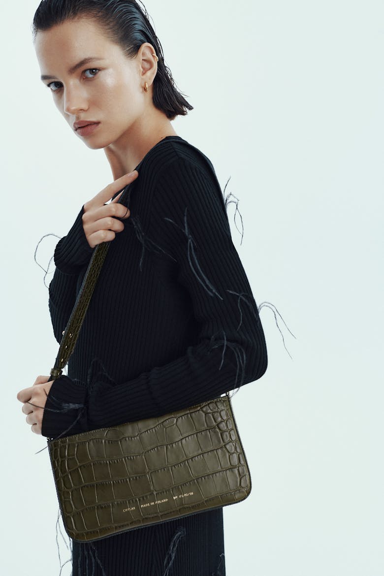 Underarm Bag “olive crocodile”