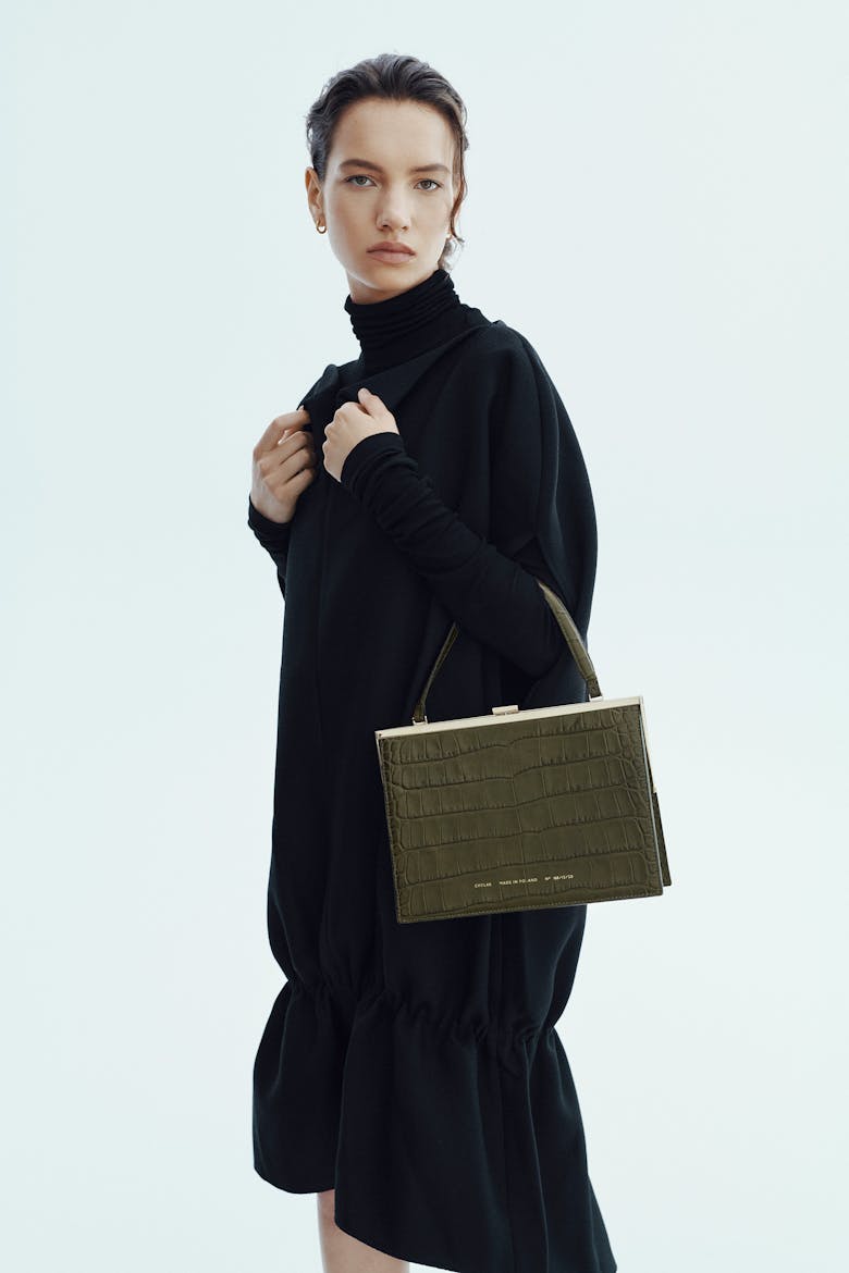 “Vintage” Clasp Bag “olive crocodile” 