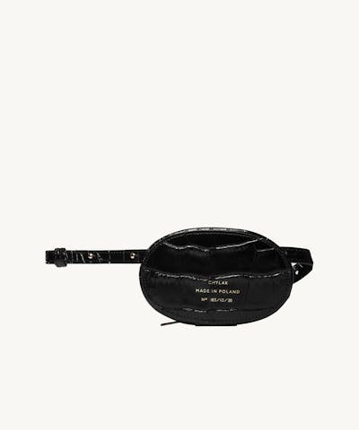Mini Ellipse Bag “glossy black crocodile”