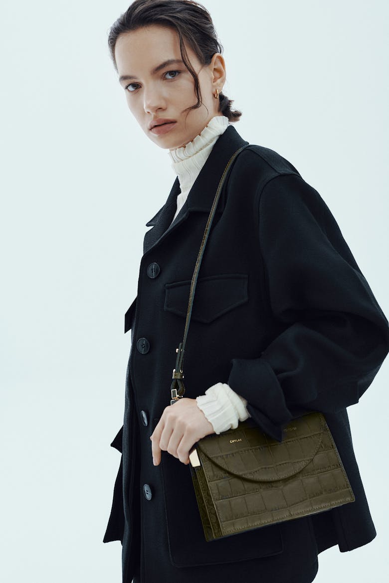 Retro Bag “olive crocodile”