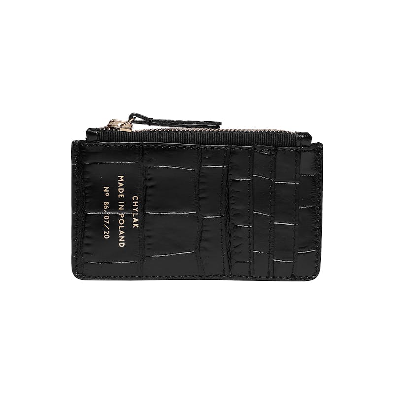 Zippered Cardholder “glossy black crocodile” - Chylak