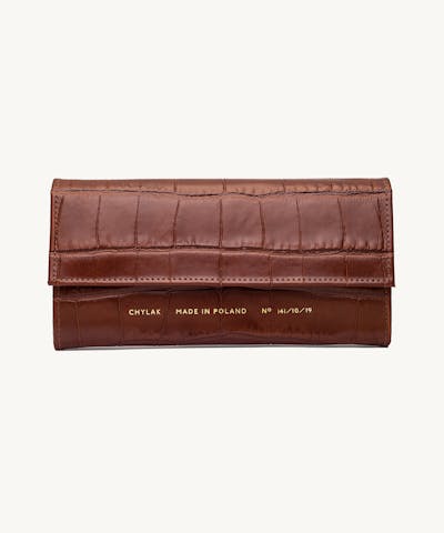 Flap Wallet “glossy caramel crocodile” 