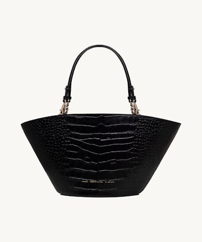 Maxi Basket Bag “glossy black crocodile”