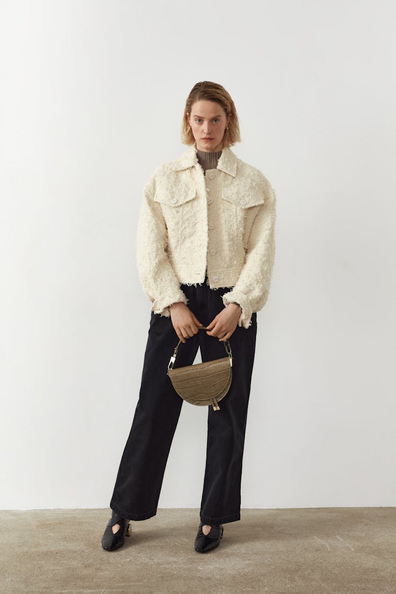 Saddle Bag “beige crocodile”