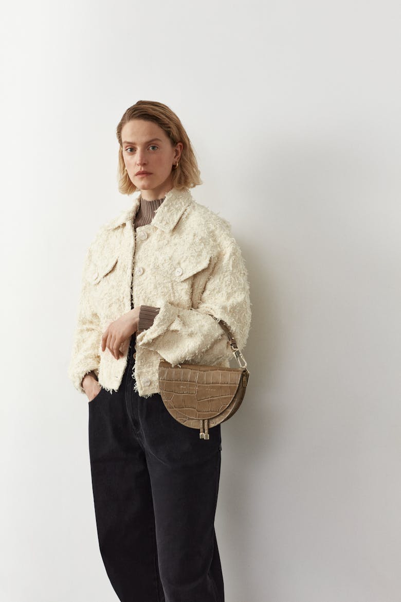 Saddle Bag “beige crocodile”