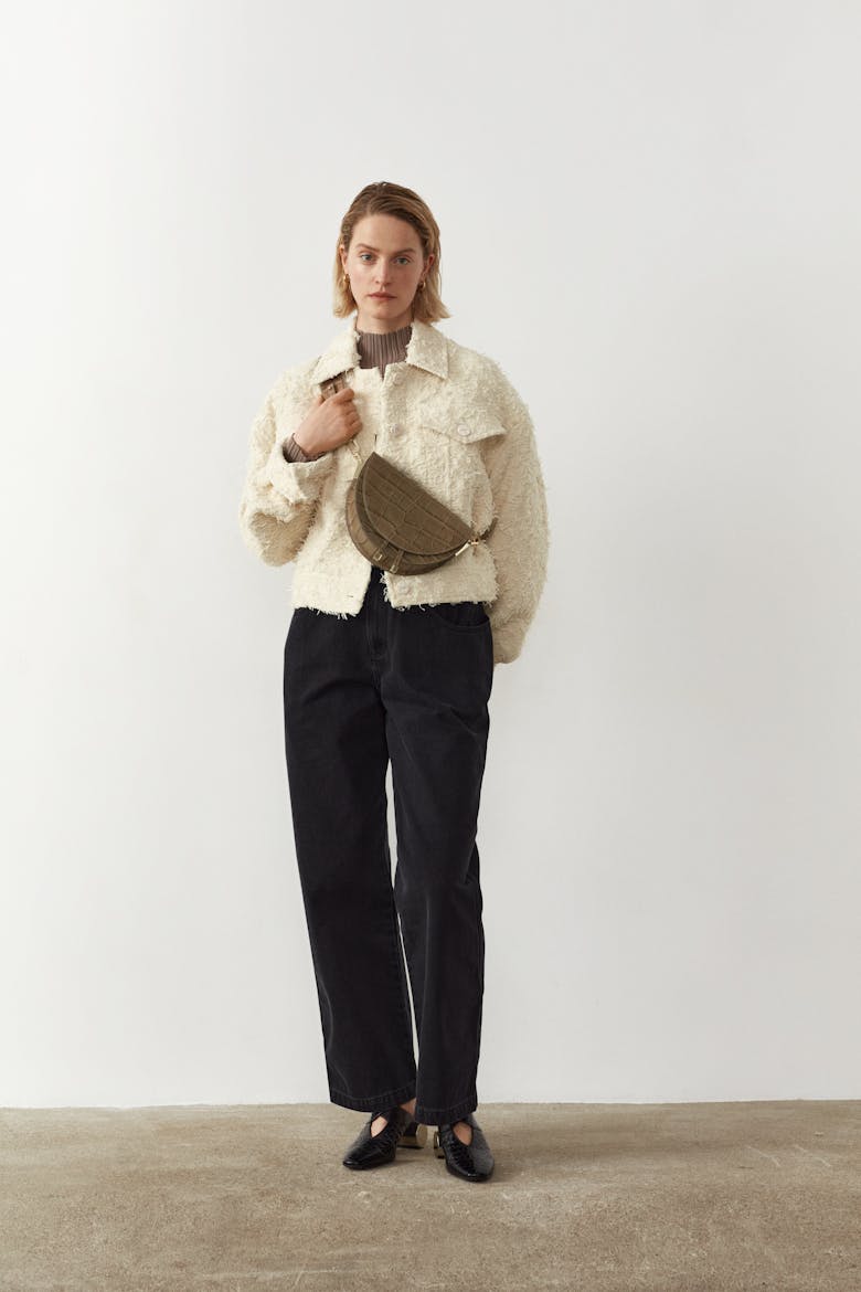 Saddle Bag “beige crocodile”