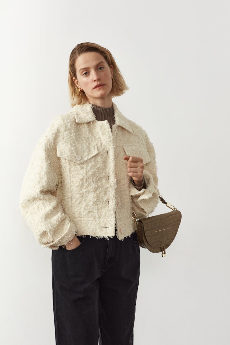 Saddle Bag “beige crocodile”