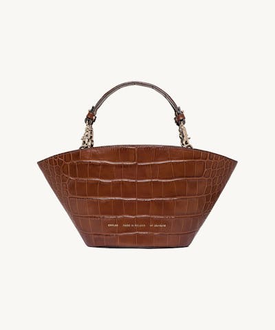Small Basket Bag “glossy caramel crocodile”