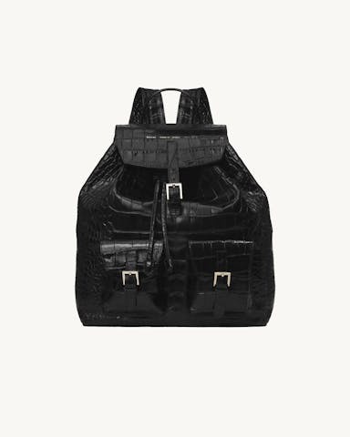 Big Backpack “glossy black crocodile”