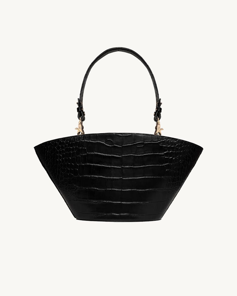 Big Basket Bag “glossy black crocodile”
