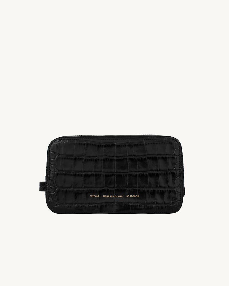 Big Cosmetic Bag “glossy black crocodile” #1