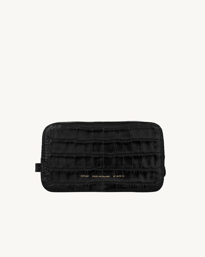 Big Cosmetic Bag “glossy black crocodile”