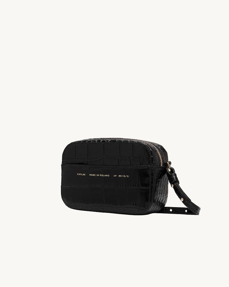 Camera Bag “glossy black crocodile”
