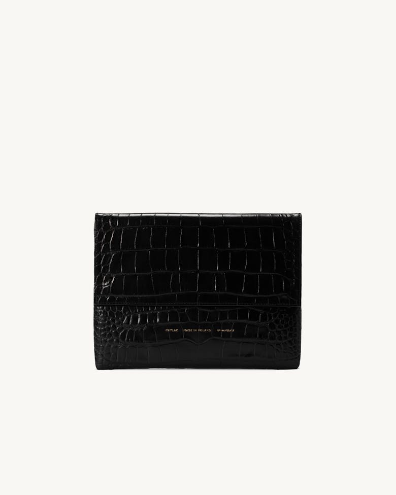 Computer Case  “glossy black crocodile” 12”