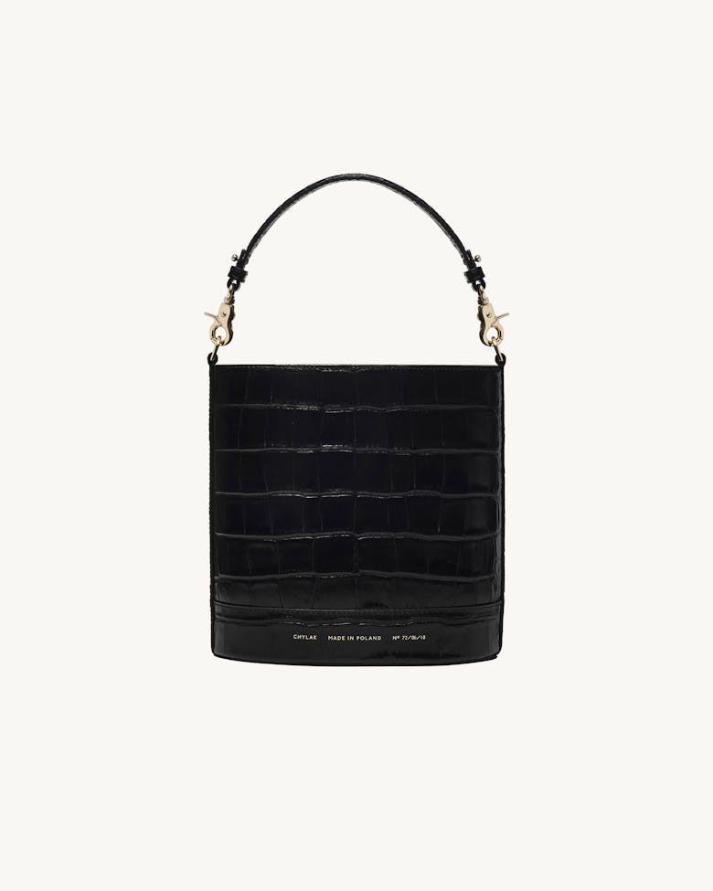 Cylinder Bag “glossy black crocodile”