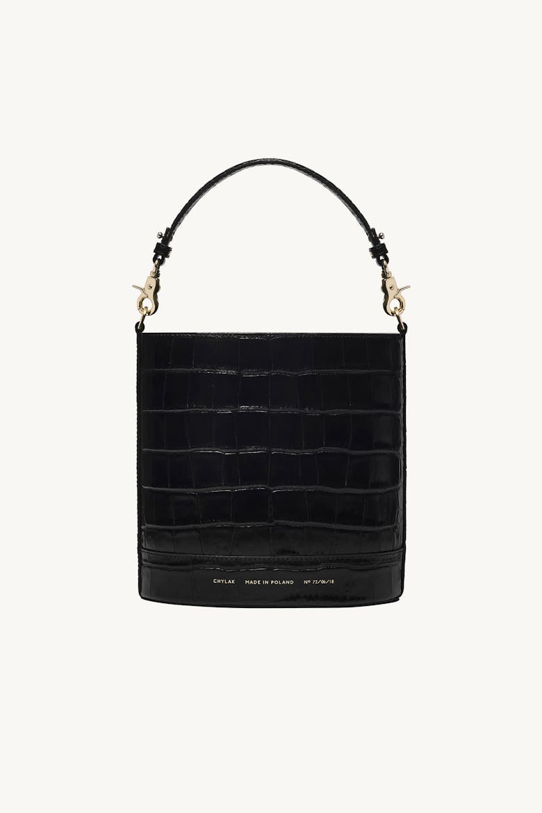 Cylinder Bag “glossy black crocodile”