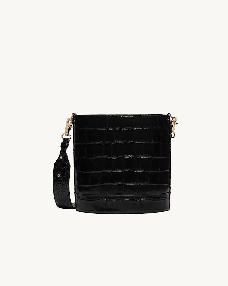 Cylinder Bag “glossy black crocodile”